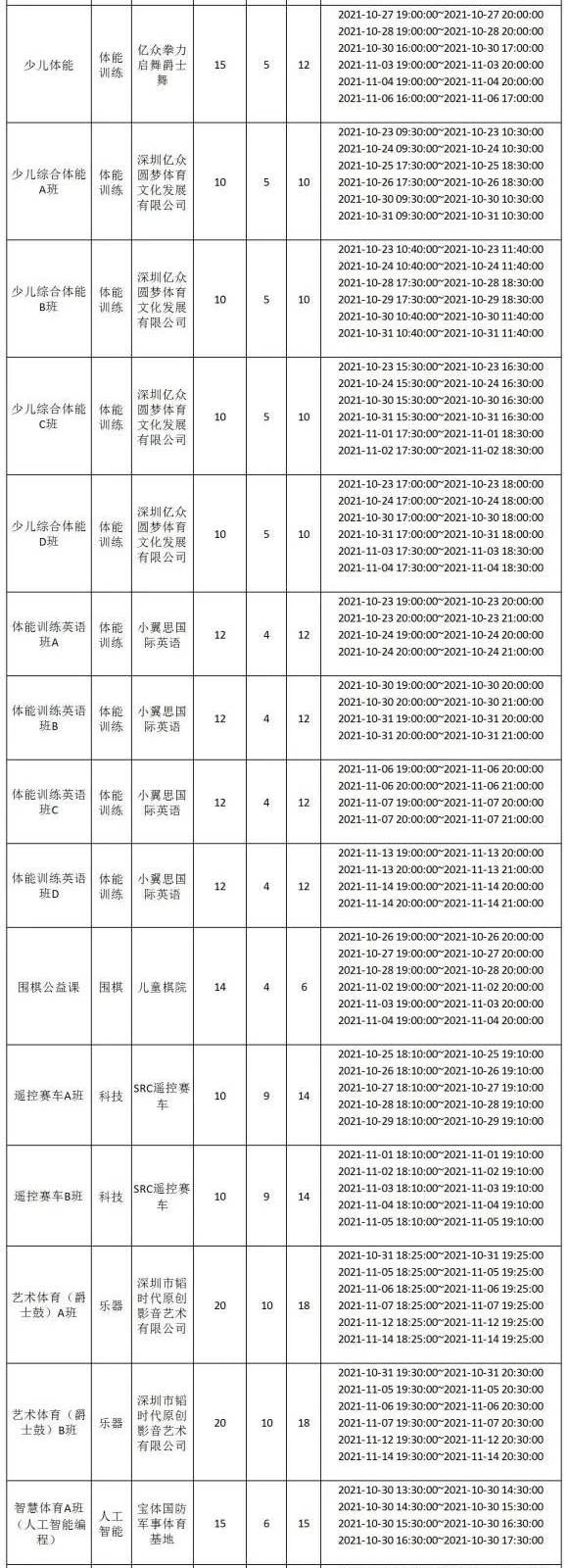 【免费报名】2021年10月-11月宝体公益培训课程即将开启报名