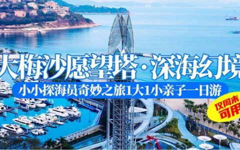 【深圳·门票】仅周末可用！158元抢价值695元 · 大梅沙愿望塔·深海幻境『小小探海员奇妙之旅1大1小亲子一日游』